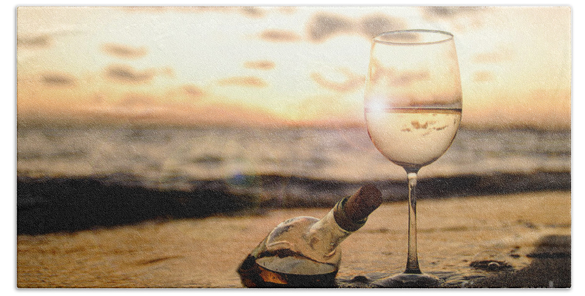 Sunset Hand Towel featuring the photograph Wine and Sunset by Jon Neidert