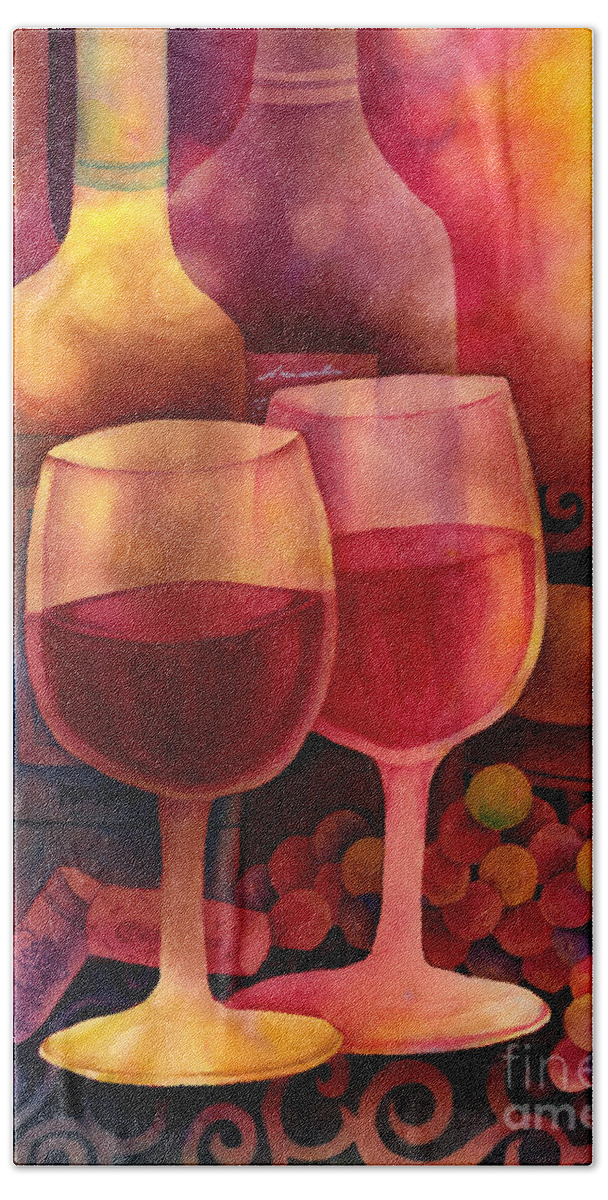 Wine Hand Towel featuring the painting Wine for Two by Hailey E Herrera