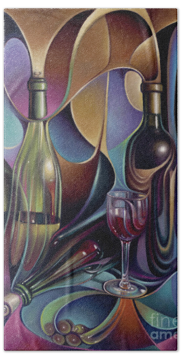 Wine Bath Towel featuring the painting Wine Spirits by Ricardo Chavez-Mendez