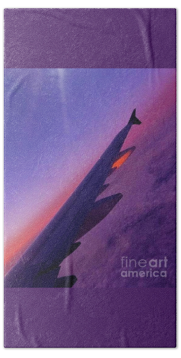 Wing Reflects Sunset Bath Towel featuring the photograph Wing Reflects Sunset by Susan Garren