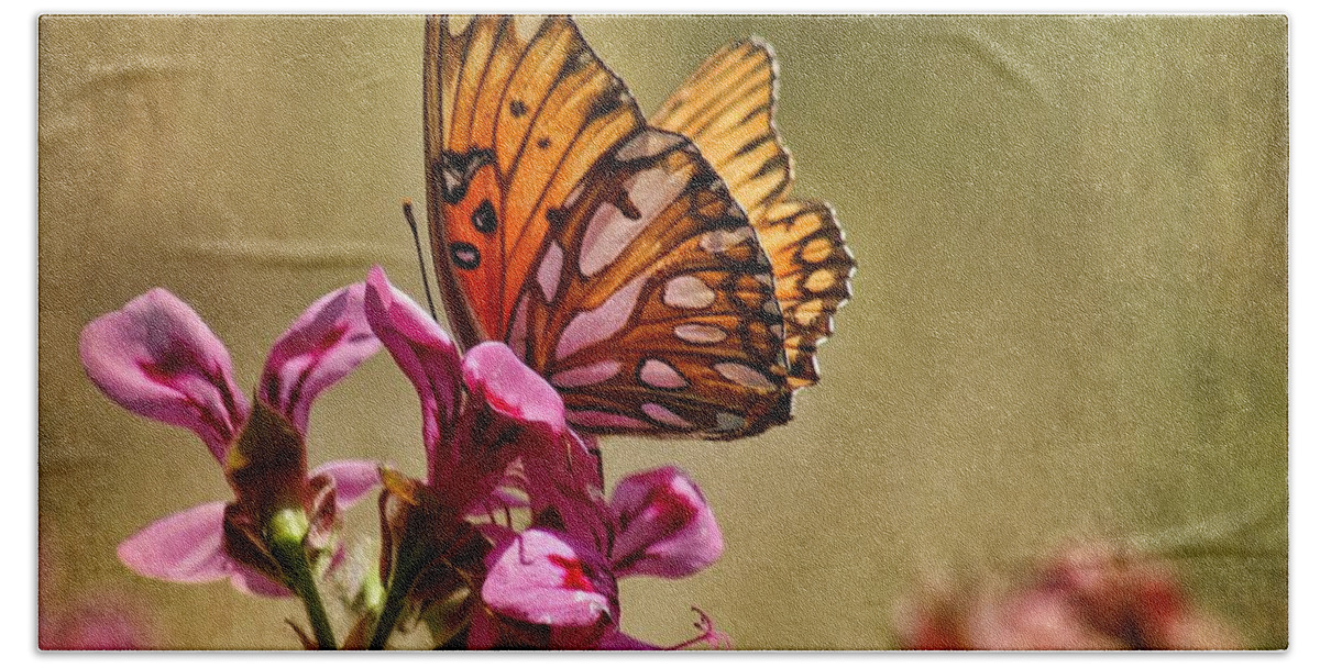 Butterfly Bath Towel featuring the photograph Winged Beauty by Peggy Hughes