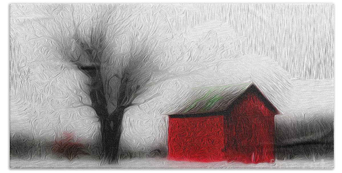 Barn Bath Towel featuring the photograph Winter Barn by Michael Arend