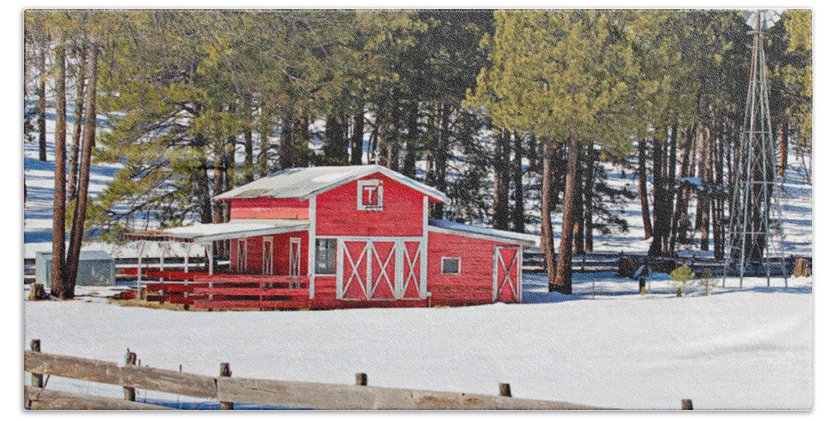 Outdoor Bath Towel featuring the photograph Winter Barn by Paul Fell