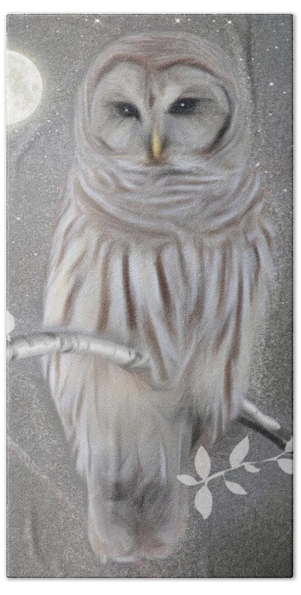 Winter Owl Hand Towel featuring the digital art Winter Owl by Nina Bradica