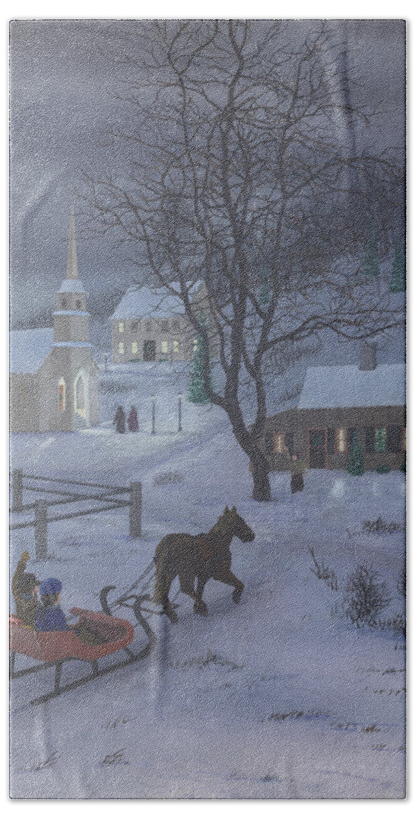 Winter Bath Towel featuring the painting Winter Ride by Peter Rashford