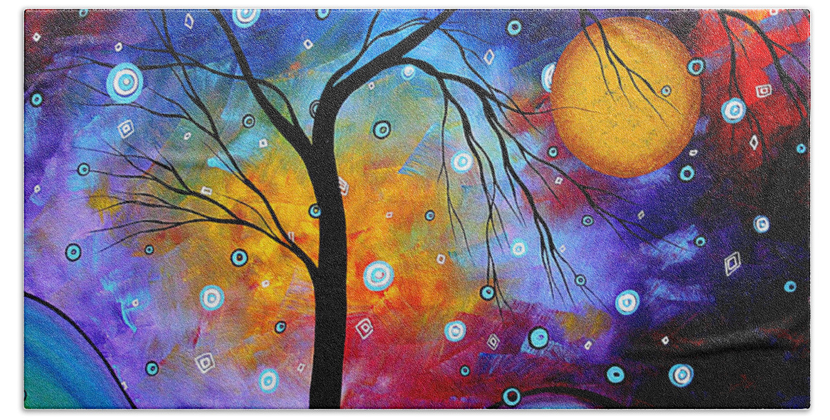 Abstract Hand Towel featuring the painting WINTER SPARKLE Original MADART Painting by Megan Duncanson