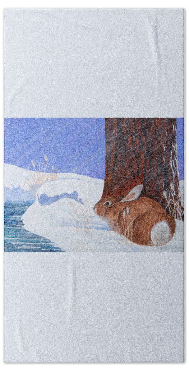 Bunny Hand Towel featuring the painting Winter Storm Approaching by Jennifer Lake