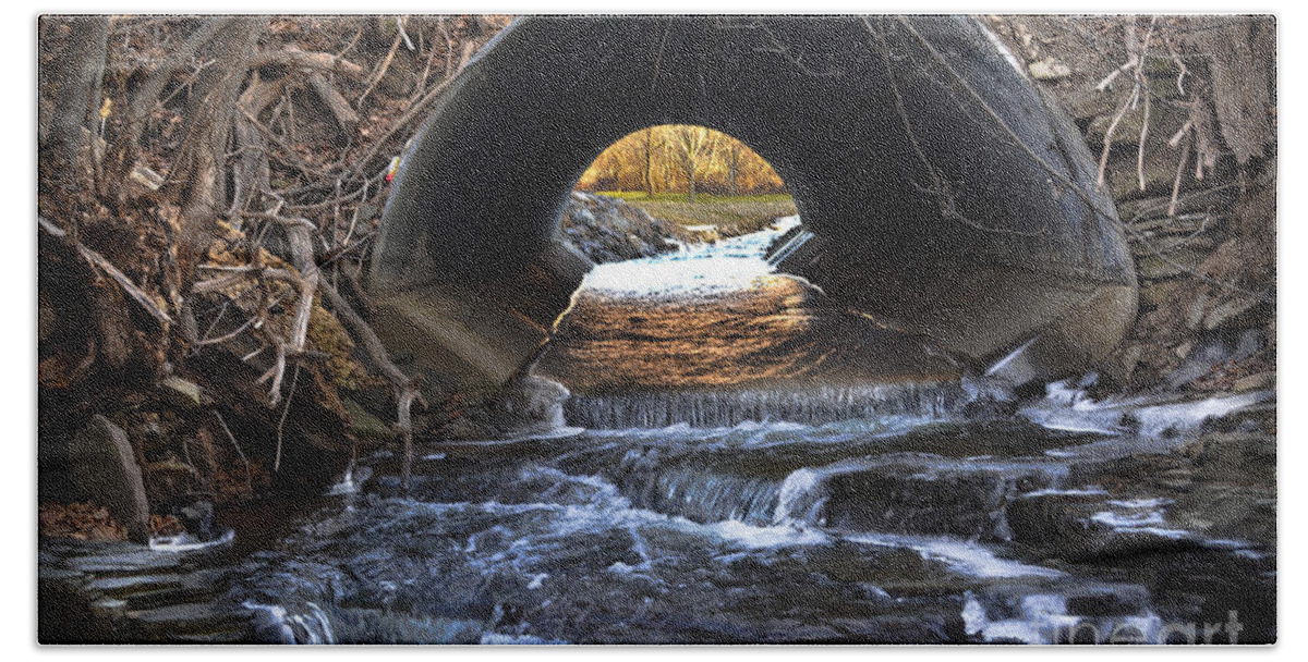 Fall Hand Towel featuring the photograph Winter Stream Media by Gary Keesler