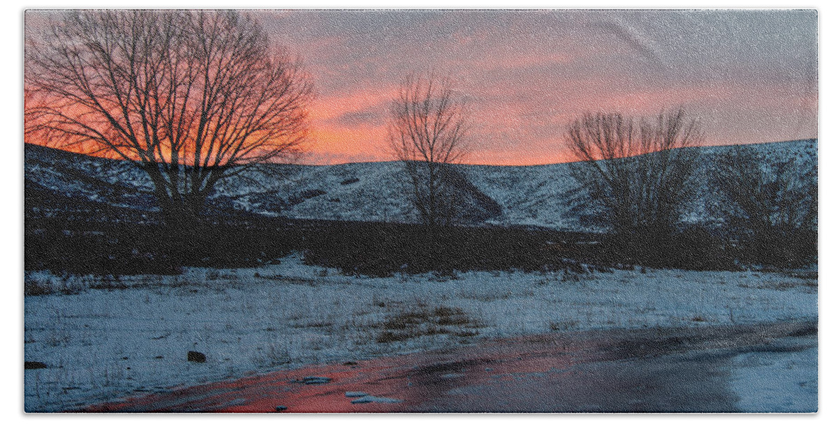 Sunrise Hand Towel featuring the photograph Winter Sunrise by Chad Dutson