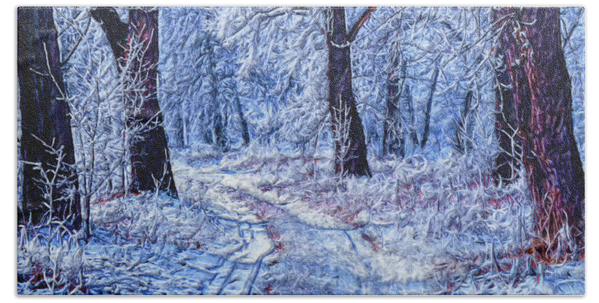 Tree Bath Towel featuring the painting Winter Wonder Land by Bruce Nutting