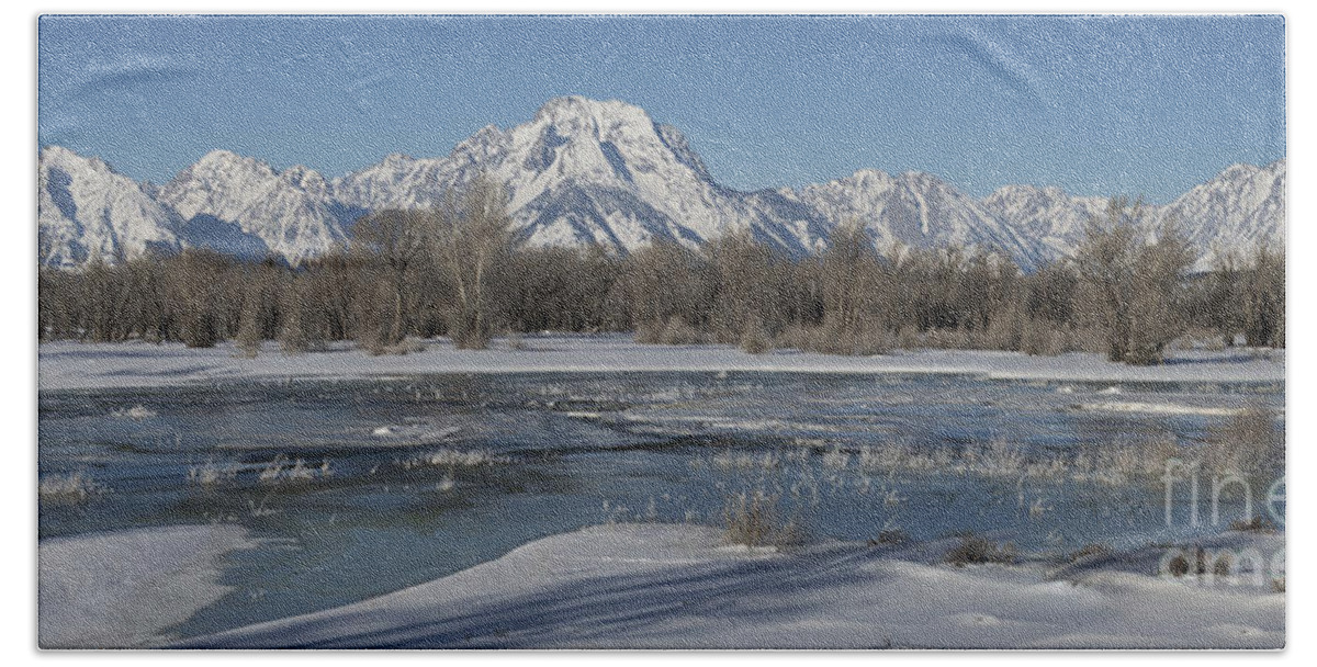 Panorama Bath Sheet featuring the photograph Wintertime in the Tetons by Sandra Bronstein