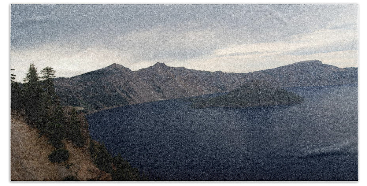 Crater Hand Towel featuring the photograph Wizard Island - Crater Lake National Park by Beth Collins