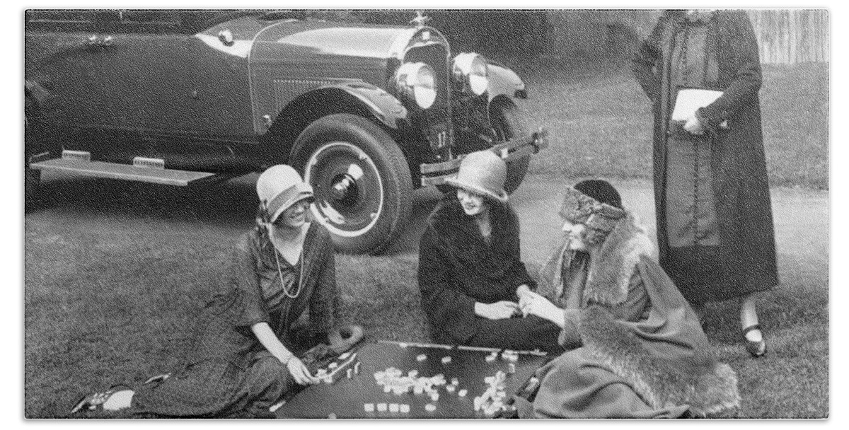 1920s Bath Towel featuring the photograph Women Playing Mahjong by Underwood Archives