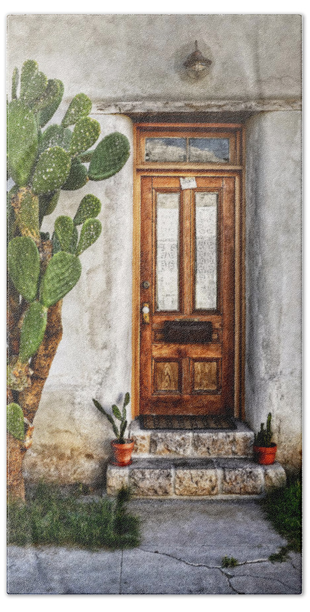 Ken Smith Photography Bath Towel featuring the photograph Wood Door In Tuscon by Ken Smith