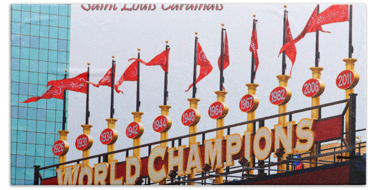 Baseball Hand Towel featuring the photograph World Champions Flags by John Freidenberg