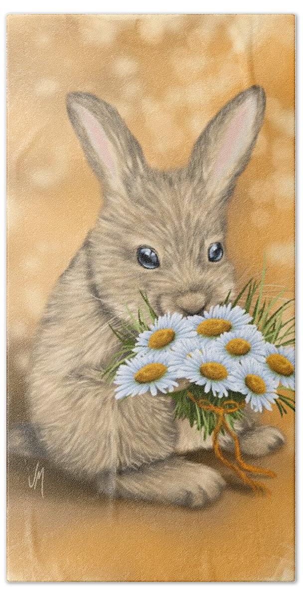Bunny Bath Sheet featuring the painting Would you like to go out with me? by Veronica Minozzi