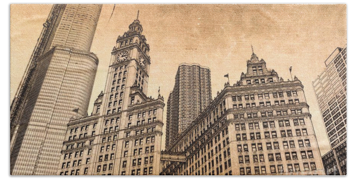 Wrigley Tower Bath Towel featuring the photograph Wrigley Tower Chicago by Dejan Jovanovic