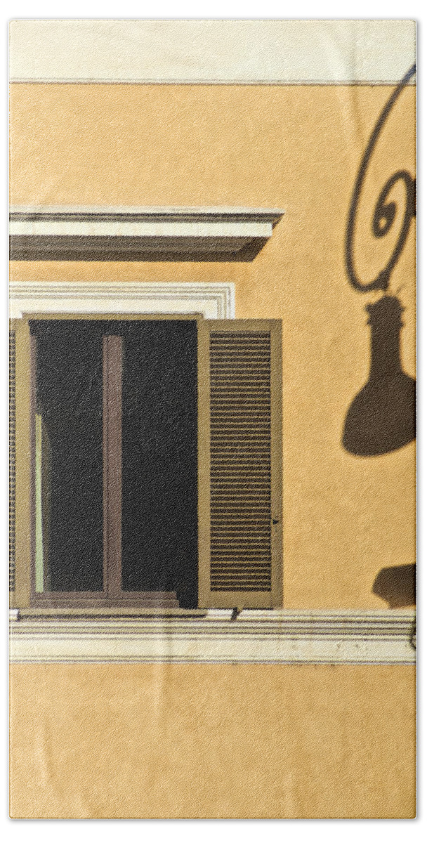 Light Post Hand Towel featuring the photograph Wrought Iron Street Lamp Shadow of Ancient Rome by David Letts