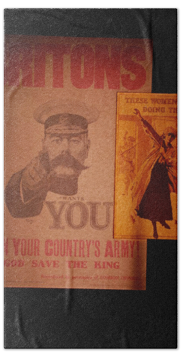 Wwi Bath Towel featuring the photograph WW1 Recruitment Posters by Kenny Glover