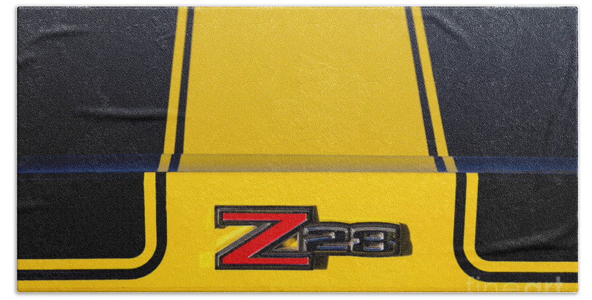 1970 Hand Towel featuring the photograph Yellow Z28 by Dennis Hedberg