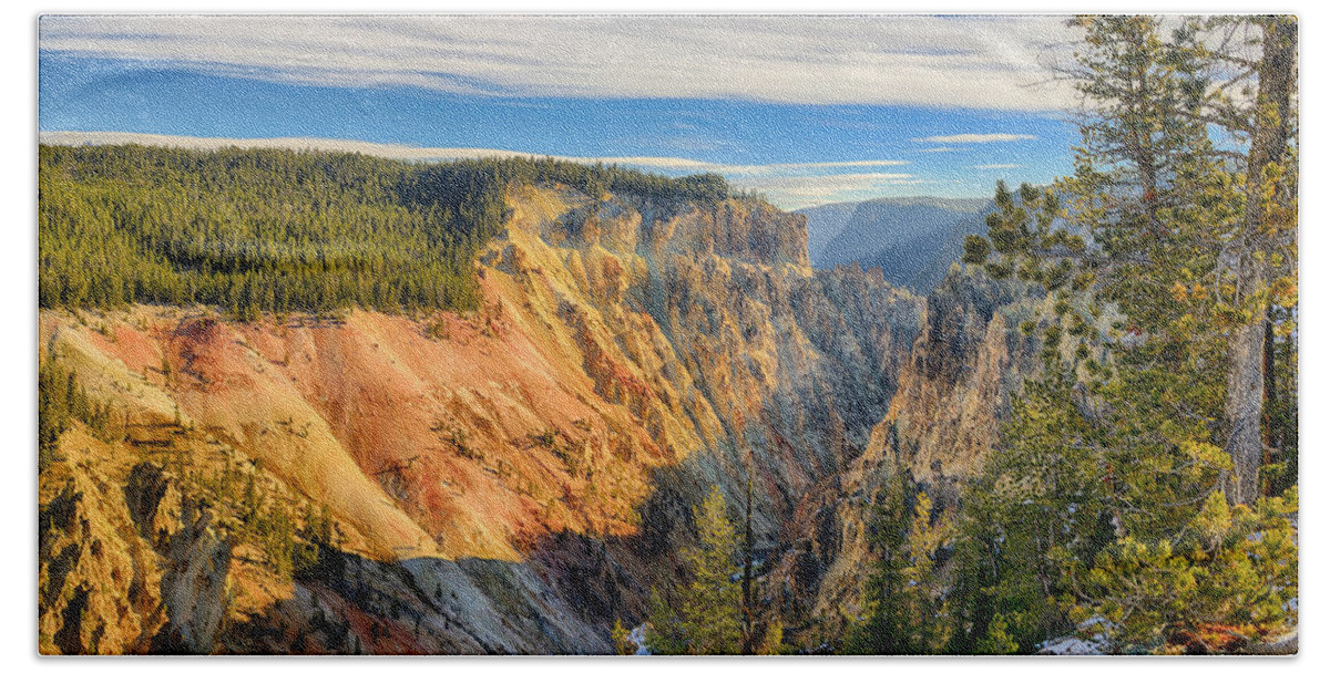 Yellowstone Hand Towel featuring the photograph Yellowstone Grand Canyon East View by Greg Norrell