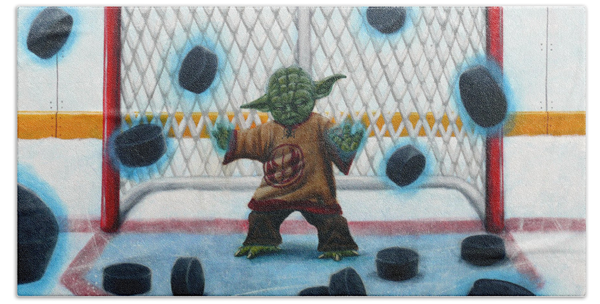 Star Wars Bath Sheet featuring the painting Yoda Saves Everything by Marlon Huynh