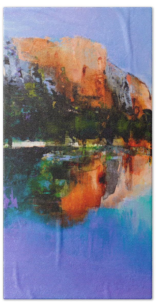 Yosemite Bath Towel featuring the painting Yosemite Valley by Elise Palmigiani