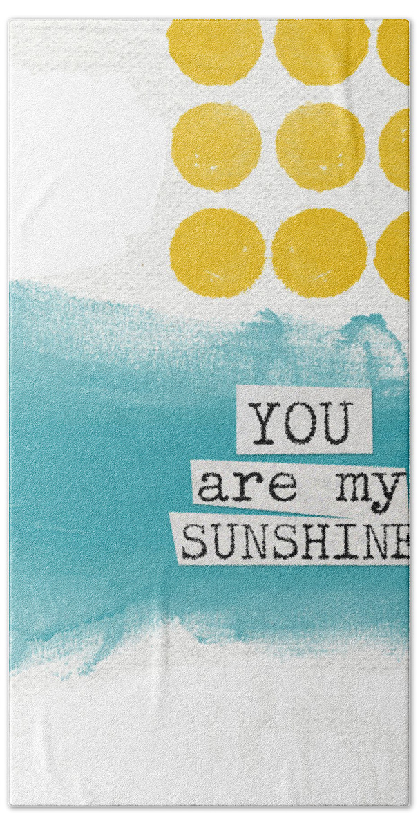 #faaAdWordsBest Bath Towel featuring the painting You Are My Sunshine- abstract mod art by Linda Woods