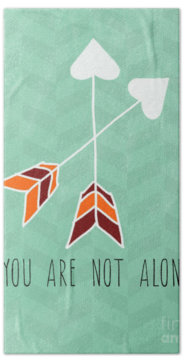 Heart Hand Towel featuring the painting You Are Not Alone by Linda Woods