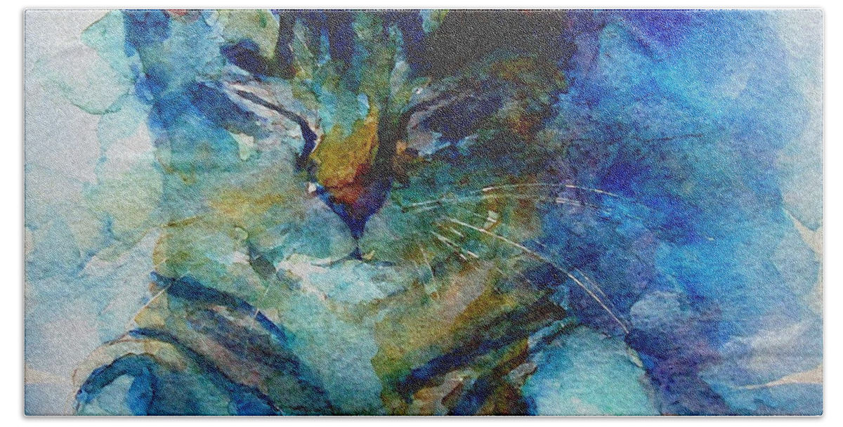 Cat Hand Towel featuring the painting You've Got A Friend by Paul Lovering
