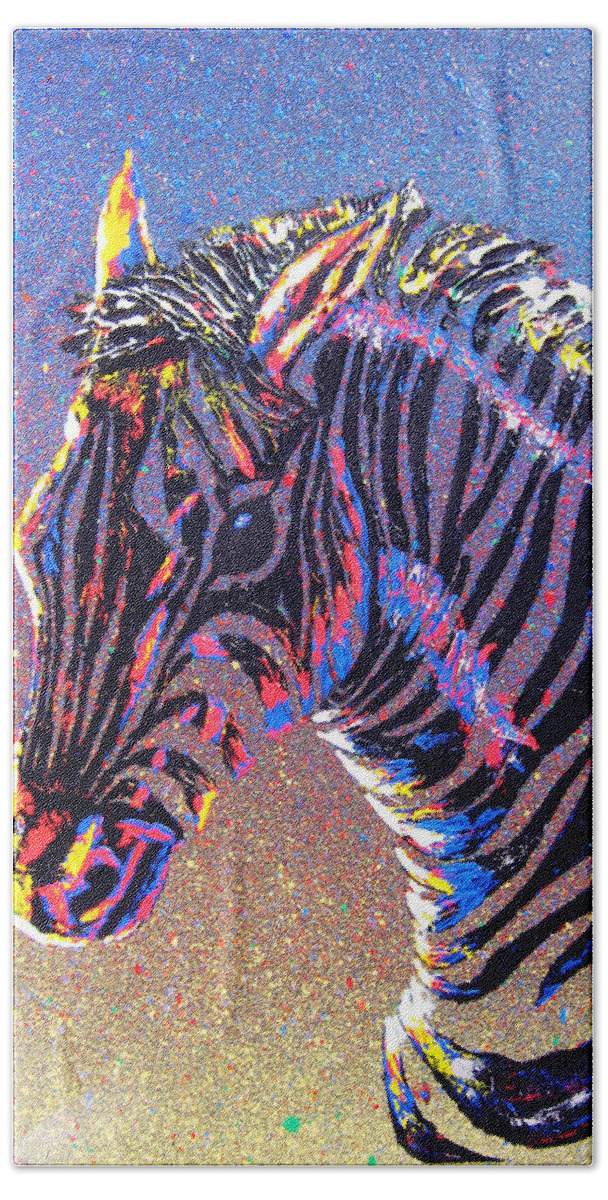 Zebra Hand Towel featuring the painting Zebra Fantasy by Mayhem Mediums