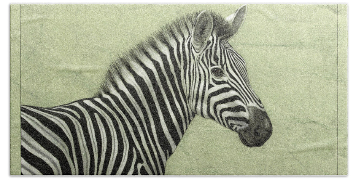 Zebra Bath Towel featuring the painting Zebra by James W Johnson