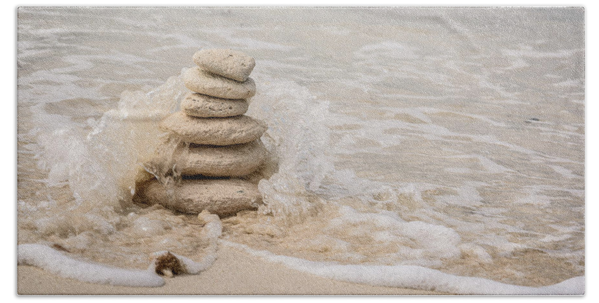 Stone Stack Bath Towel featuring the photograph Zen Stones by Mark Rogers