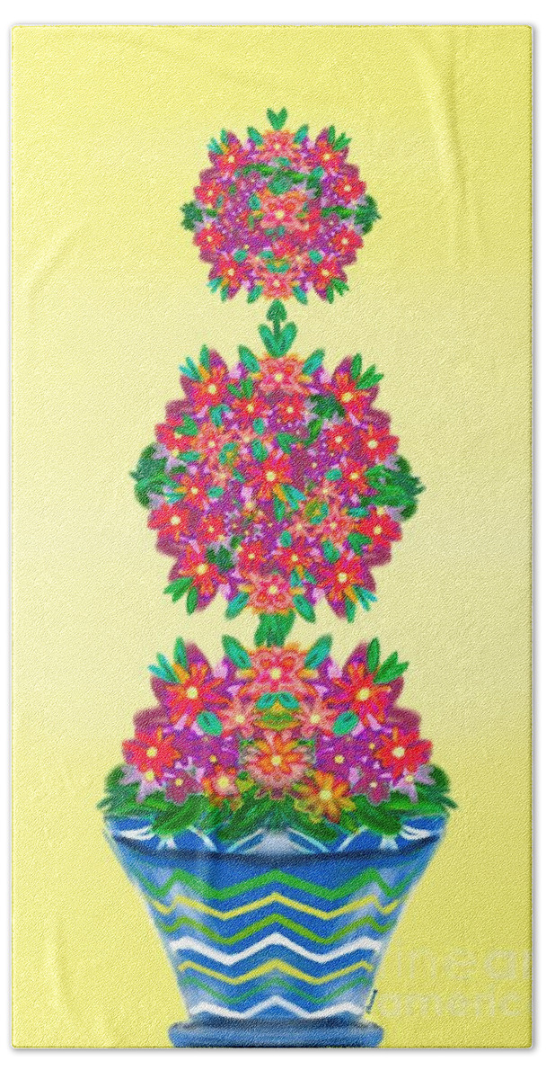 Floral Bath Towel featuring the digital art Zig zag topiary by Christine Fournier