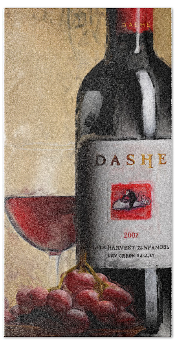 Wine Hand Towel featuring the painting Zinfandel V by Lourry Legarde