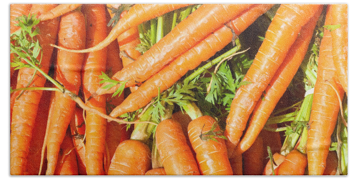 Agriculture Hand Towel featuring the photograph Carrots #1 by Tom Gowanlock