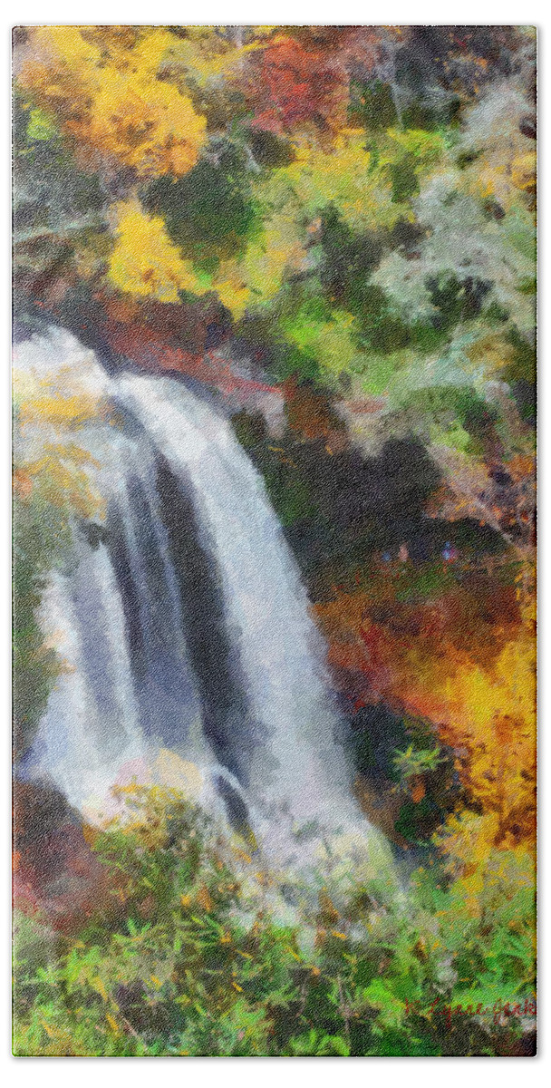 Autumn Bath Towel featuring the painting Dry Falls #1 by Lynne Jenkins