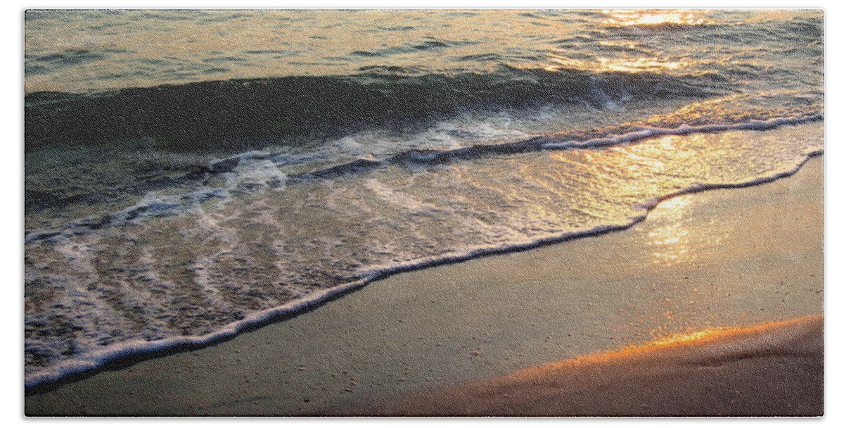 Beach Hand Towel featuring the photograph Gentle Tide #1 by Angela Rath