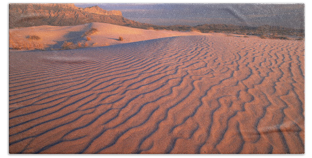 00174101 Bath Towel featuring the photograph Gypsum Dunes Guadalupe Mountains by Tim Fitzharris