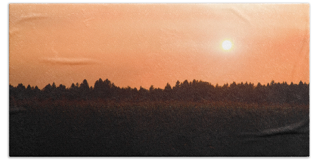 Sunset Hand Towel featuring the photograph Hazy summer sunset #1 by Ian Middleton