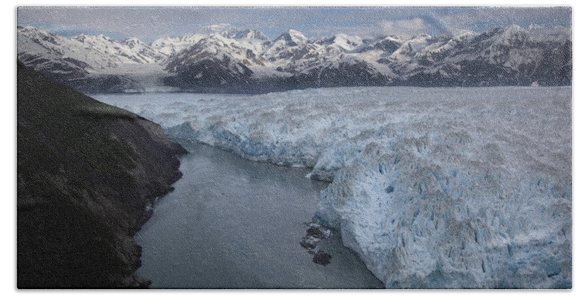 Mp Bath Towel featuring the photograph Hubbard Glacier Encroaching On Gilbert #1 by Matthias Breiter