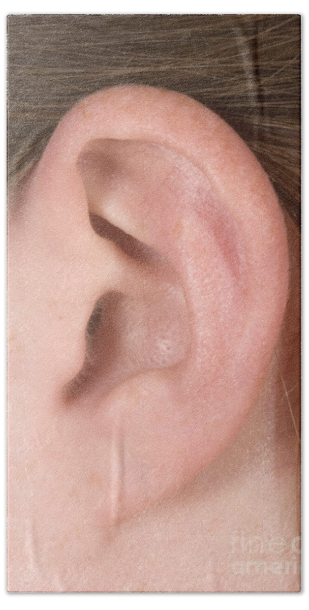 Ear Bath Towel featuring the photograph Human Ear #1 by Ted Kinsman