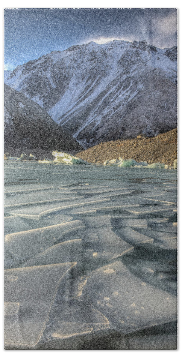 00486229 Bath Towel featuring the photograph Ice Floes In Lake Tasman Glacier #1 by Colin Monteath