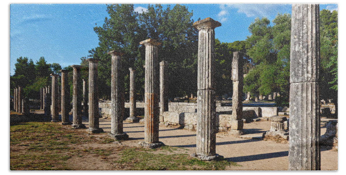 Ancient Bath Towel featuring the photograph Palaestra - Ancient Olympia #1 by Constantinos Iliopoulos