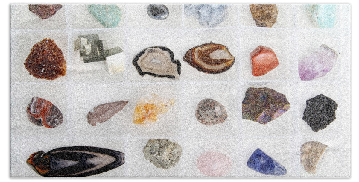 Still Life Bath Towel featuring the photograph Rocks And Minerals #1 by Photo Researchers