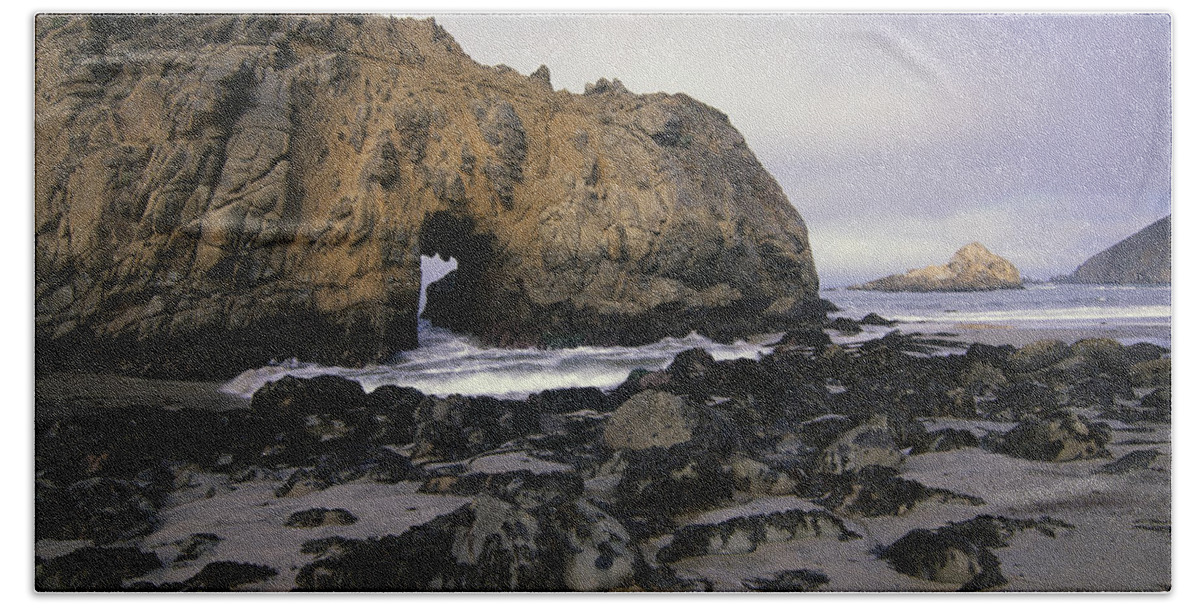 00174580 Bath Towel featuring the photograph Sea Arch At Pfeiffer Beach Big Sur #1 by Tim Fitzharris