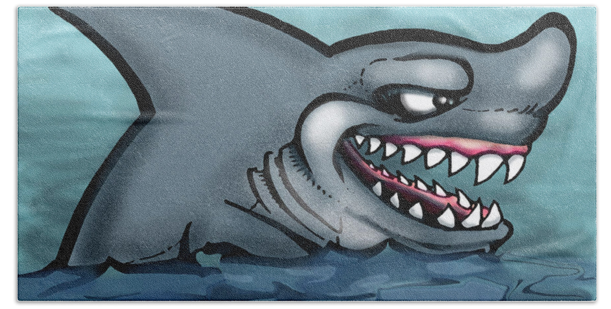 Shark Bath Towel featuring the painting Shark by Kevin Middleton