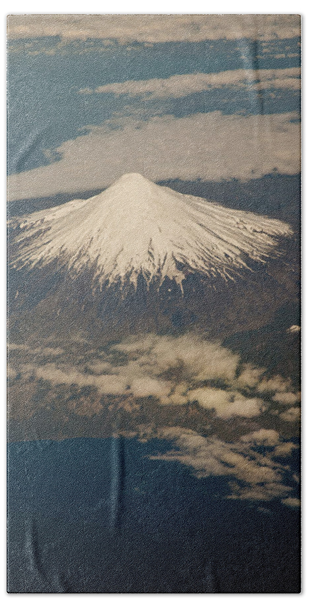 00479603 Bath Towel featuring the photograph Snowcovered Volcano Andes Chile #1 by Colin Monteath