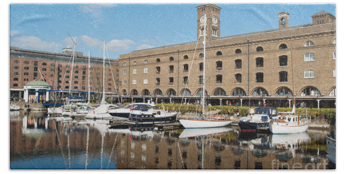 England Bath Towel featuring the photograph St Katherine's Dock #1 by Andrew Michael