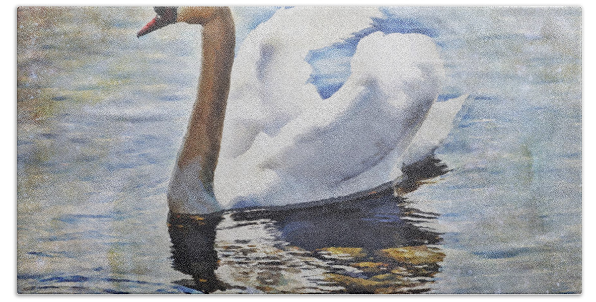 Lake Hand Towel featuring the photograph Swan #1 by Joana Kruse